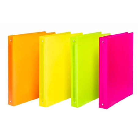 Cartella 4 anelli diam 30mm - Colori Fluo Assortiti
